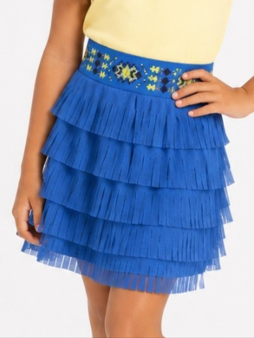Justice Teal Layered Fringe Tulle Skort